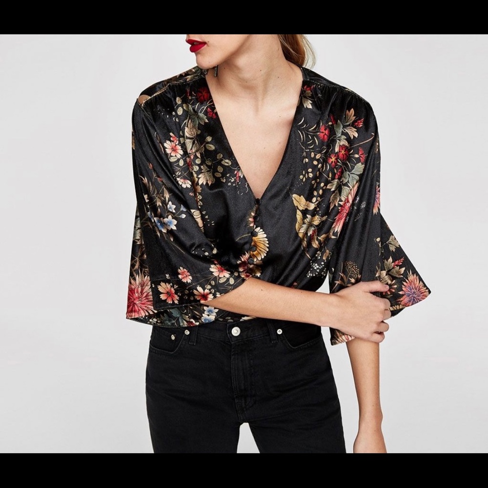 Zara Leotard Velvet Top